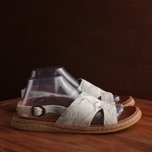Born Sandals Womens Size 9M Blue White Carah Leather Tie Dye Boho Coastal Shoes